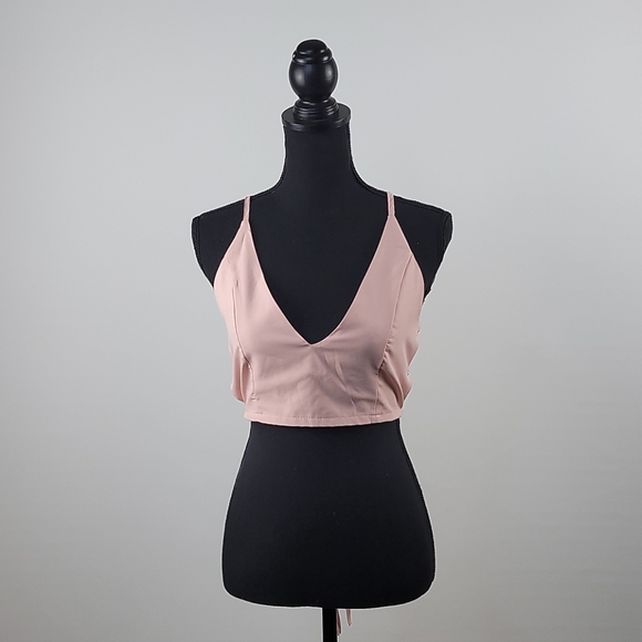 Tops - Pink wrap tie halter top small